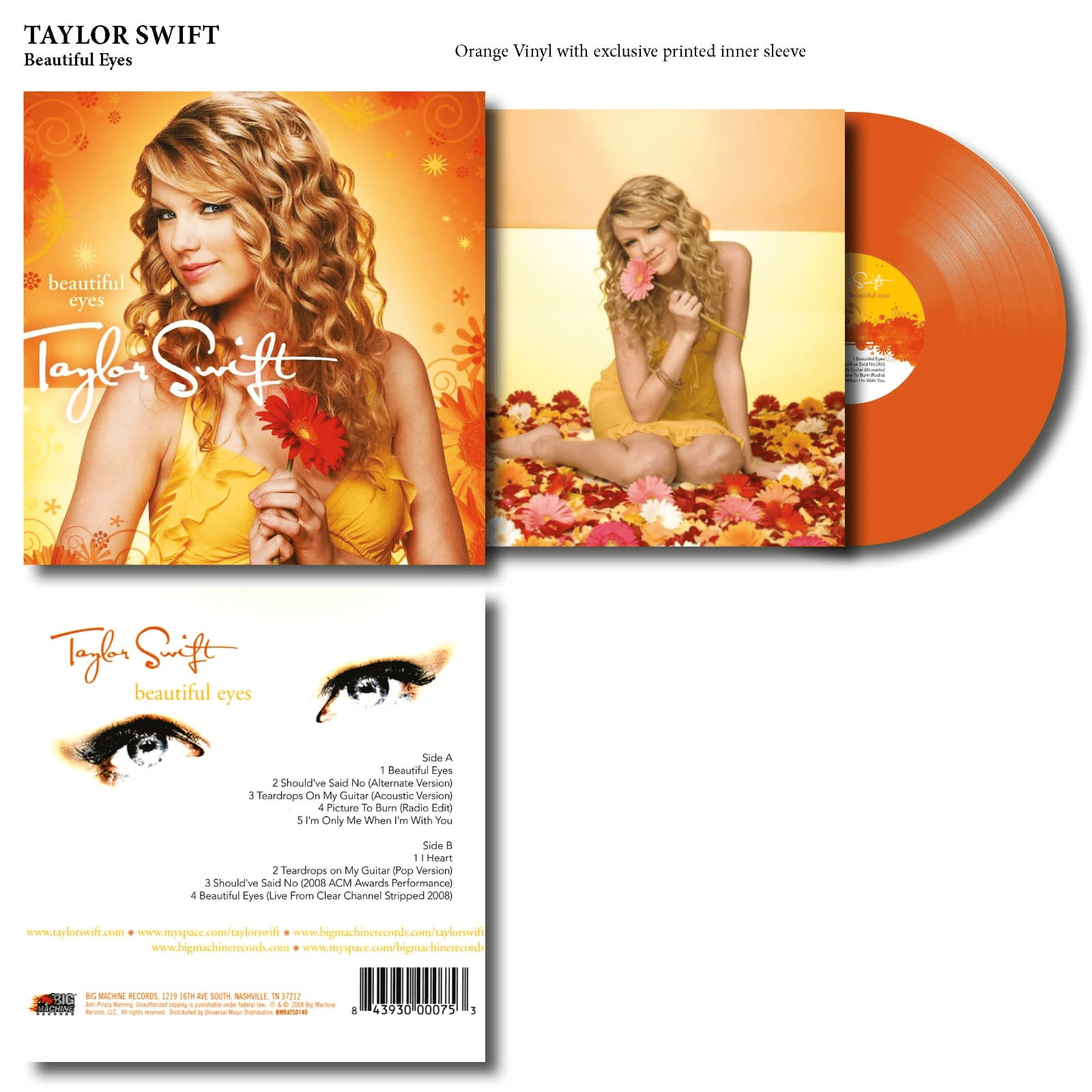 TAYLOR SWIFT - Beautiful Eyes Unofficial Vinyl