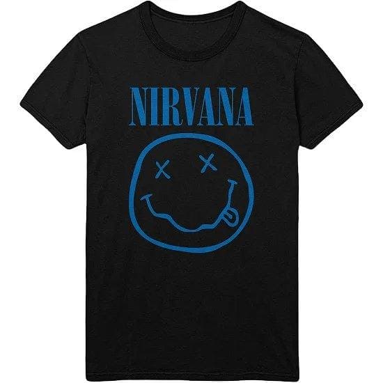 NIRVANA Unisex T-Shirt: Blue Smiley - JWrayRecords
